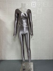 <span class=keywords><strong>Chic</strong></span> Design automne femmes nouveau Sexy hors épaule grand col en v taille haute pantalon serré décontracté fête Club deux pièces <span class=keywords><strong>ensemble</strong></span> - Product Image 4