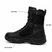 Bottes tactiques pour hommes, bottes de désert, fermeture éclair, semelle en caoutchouc, hauteur mi-mollet, toutes saisons, bottes d'entraînement pour les forces spéciales en plein air