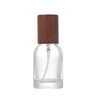 Flacon de parfum vide en verre transparent de luxe de 15 ml, flacon de parfum rond haut de gamme avec bouchon en bois