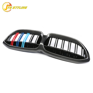 M Style Tri-Color Strip Carbon Fiber Front Kidney Grille With Bumper Air Vents for BMW <strong>3</strong> Series G20 G21 2019+ - Product Image 3