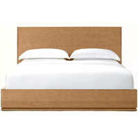 Lit plateforme en bois massif de style américain, écologique, taille King/Queen, lit à baldaquin en chêne naturel haut de gamme, design moderne post-moderne