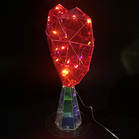 Holografischer Roter Herz-LED-Baumspitzen-Dekor Schillerndes PET-Prisma Beleuchtung 3D-Herz-Skulptur USB-Betrieben 8 Modi Weihnachtsdekoration