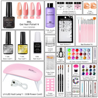 Kit de poudre de cristal pour nail art en gros d'usine, kit de vernis à ongles en gel pour soins des pieds avec lampe UV, décoration rapide des ongles