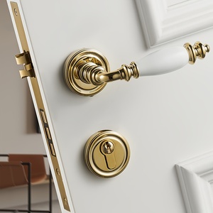 Maniglia per Porta in Lega di Zinco Stile Europeo con Finitura in Ceramica, Maniglia Moderna Separata per <span class=keywords><strong>Porte</strong></span> <span class=keywords><strong>Interne</strong></span> in Legno da 35-45mm - Product Image 2