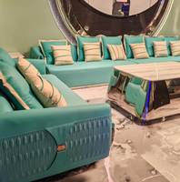 Vente en gros d'ensemble de canapés contemporains en cuir turquoise Assurance qualité Sectionnel moderne et élégant pour meubles de bar à la maison