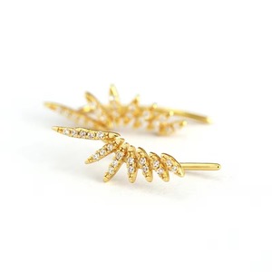 Moda Popular S925 plata esterlina 18K chapado en oro Cubic Zirconia CZ alas gancho pendientes para mujer - Product Image 2