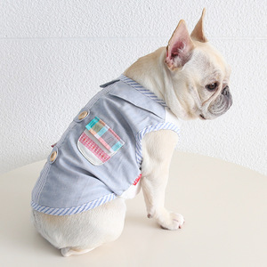 JXANRY Ropa de Estilo Vaquero Francés para Perros, Conjunto Simple y Cómodo de Verano y Primavera para Parejas de Bulldogs Ingleses y Corgis - Product Image 1