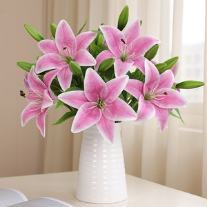 Commercio all'ingrosso 3D stampato piccolo giglio 1 fiore 2 boccioli tattile sentire in plastica natale laurea di Pasqua anno nuovo decorazioni di Halloween - Product Image 6