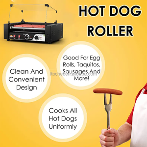 Parrilla Eléctrica Comercial para Hot Dogs - Asador de <span class=keywords><strong>Salchichas</strong></span> con 7/11 Rodillos y Cubierta de Vidrio - Product Image 3