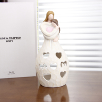 Sculpture en résine texture bois, figurine artistique de princesse féerique découpée, porte-bougie LED, boîte à musique, objet de collection pour la maison et les fêtes