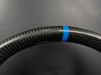 Volant de voiture personnalisé en cuir perforé en fibre de carbone avec bande bleue et palettes de changement de vitesse pour Audi A3/A6/A8/A5/Q3/RS/RS3/RS4/RS5 Series