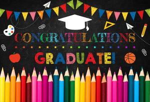 Félicitations 2023 école Graduation Party Decor Affiche couleur <span class=keywords><strong>tableau</strong></span> <span class=keywords><strong>noir</strong></span> Photographie jeune et enfants Toile de <span class=keywords><strong>fond</strong></span> Vinyle - Product Image 3