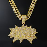 Collier pendentif en forme d'explosion Bling BOMB pour homme, plaqué or et argent, accessoires streetwear hip-hop pour rappeurs