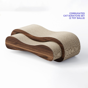 Papan goresan kucing 2 In 1 kombinasi karton bergelombang goresan kucing tempat tidur melengkung kardus bergelombang - Product Image 6