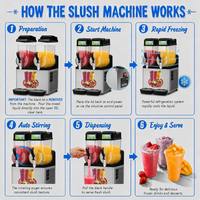 Machine à Granita Commerciale 2 Réservoirs 15L x 2, Machine à Boissons Glacées avec Mode Nuit, 30L, 900W