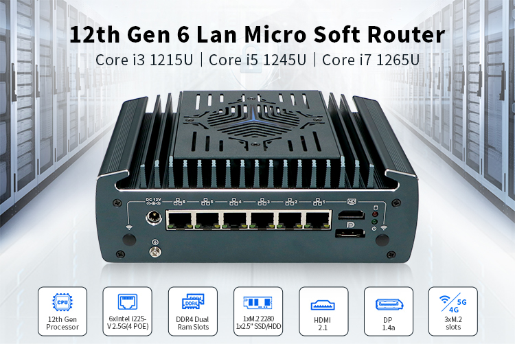 Wholesale AES-NI 6 Lans Mini PC Yanling Router Support UTM 1245U