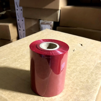Pita Resin Wax Transfer Termal Industri UC169 110mmx300m Merah TTR Pita Barcode Kompatibel dengan Printer Label