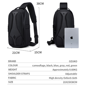 OZUKO 9735 Moda Masculina Outdoor Sling Saco Crossbody para Esportes Inteligentes Viagem Unisex Mensageiro Peito Fanny Pack Cintura Sacos - Product Image 4