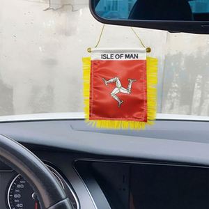 ธงผ้าซาตินแบบกำหนดเองของเกาะแมน ธงติดรถยนต์ขนาดเล็ก พร้อมพู่สีเหลือง - Product Image 2