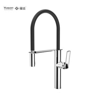 YUSON 3344-50 коммерческий смеситель из твердой латуни с одной ручкой, выдвижной, поворот на 360 градусов, распылитель, пружинный смеситель для кухонной раковины - Product Image 1