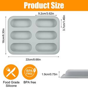 MUYULINS Factory 6-Cavity Rectangular LFGB Platinum Grade Non-Stick BPA-Free Silicone Cake Pastry <b>Cookie</b> <b>Mold</b> - Product Image 2