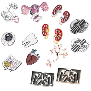 Broches de Solapa de Metal Esmaltado con Temática Médica de Órganos Anatómicos, Corazón, Riñón, Pulmón, Venta al por Mayor, para Regalo - Product Image 1