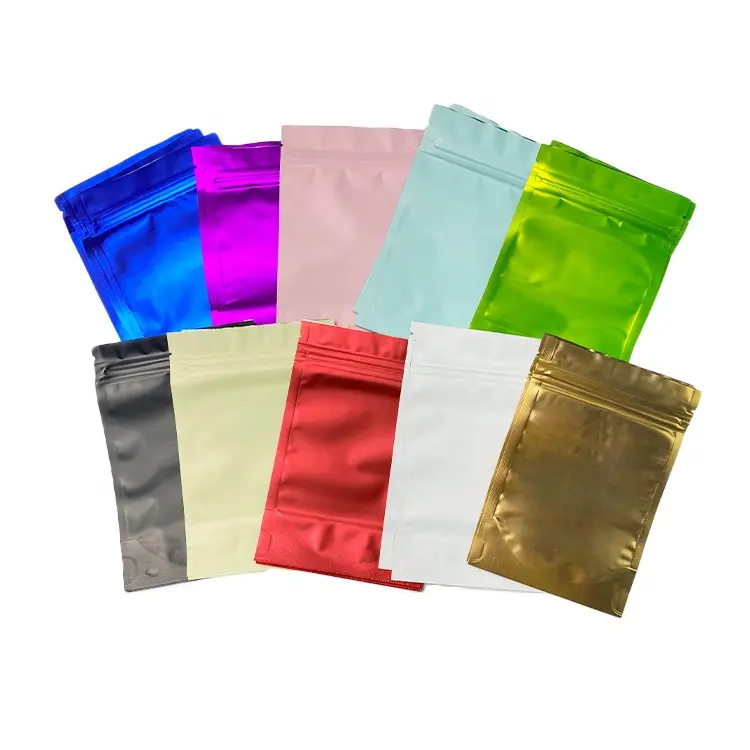 Bolsas de pie de papel de aluminio metálico mate de colores de alta calidad Bolsas de embalaje de alimentos Mylar con cierre de cremallera resellable