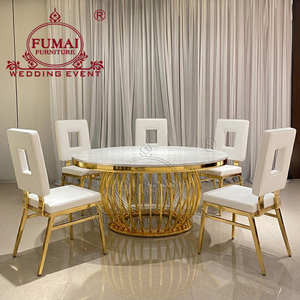 FUMAI FURNITURE Modern <b>Round</b> Mdf Top Metal Dining <b>Table</b> Contemporary Hotel Furniture for Wedding Events - Product Image 5