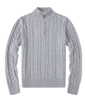 Pull d'hiver personnalisé pour homme 100% coton avec logo brodé, fermeture éclair et col brodé Logoza, tricot torsadé
