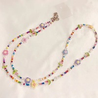 Correa de Muñeca Universal para Mujer con Cadena Larga de Moda, Clip para Teléfono Móvil, Cordón de Cuerda Tejida con Flor de Margarita