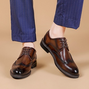 Zapatos de Negocios de Alta Gama, Lujosos, de Piel Vacuna, con Cordones, Diseño Floral, Suela Suave, Hechos a Mano, Estilo Británico, Puntiagudos, Otoñales, Impermeables y Transpirables - Product Image 4