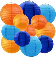 Lanternes en papier rouge, orange et jaune, lot de 12, décoratives suspendues pour Thanksgiving, baby shower, fête de famille - Chine