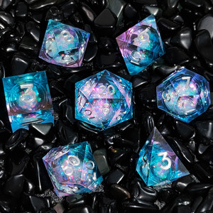 CSLU TRPG juego de mesa personalizado cuadrado poliédrico resina arena movediza núcleo líquido DND mazmorras dragones plástico Metal dados de juego - Product Image 3