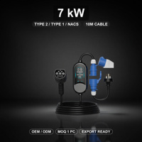 Pengisi Daya EV Portabel Baru 7kW Tipe2 Tipe1 NACS Kabel 10m AC Pistol Pengisian Kendaraan Listrik Rumah EVSE OEM ODM Eropa