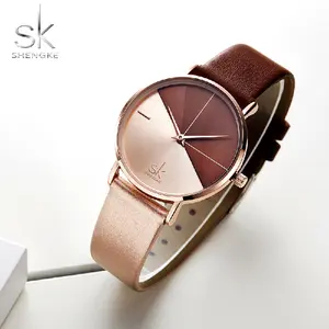 Custom Sk Female Collision Simple Two-color Splicing No Word Sun Pattern Dial Table Lady Women's Quartz Watches