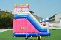 Château gonflable pour enfants avec toboggan, petit parc gonflable rose, matériau PVC commercial, capacité de 500 kg, installation facile