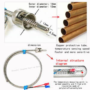 สปริงเทอร์โมคัปเปิล <span class=keywords><strong>K</strong></span>-clasp PRESSURE-clasp เซ็นเซอร์วัดอุณหภูมิแบบปรับได้สำหรับเครื่องฉีดขึ้นรูป - Product Image 4
