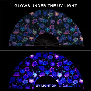 Éventail pliant lumineux UV personnalisé de 13 pouces, grand format, en bambou, pour décoration de festival, accessoires de festival - Product Image 4