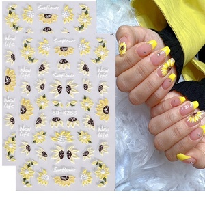 Qianya 5D en relieve amarillo brillante <span class=keywords><strong>girasol</strong></span> Nail Art Sticker 3D 5D plástico flor calcomanías para la decoración <span class=keywords><strong>de</strong></span> <span class=keywords><strong>uñas</strong></span> <span class=keywords><strong>de</strong></span> las niñas - Product Image 2