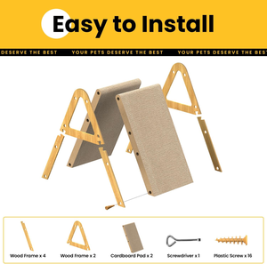 Cat Scratcher Cardboard with Wood Frame, 3-in-1 Vertical & Horizontal Scratching <b>Pad</b>, Reversible Cat <b>Scratch</b> Board, Durable - Product Image 5