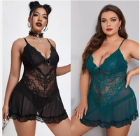 Ensemble de lingerie sexy pour femmes, dentelle transparente, nouvelle collection, deux pièces, body string, robe, transparent, spandex respirant