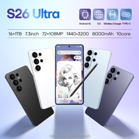 Original Smartphone S26 Ultra 16+1TB 5G LTE CDMA 108MP 120Hz LED Octa-Core Kabelloses Laden 4K Englisch/Französisch/Spanisch Mobiltelefon