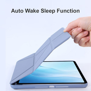 Funda transparente Laudtec de cuero PU plegable en Y para iPad Pro 11/12.9 - Funda transparente de cuero PU plegable en Y con soporte, función de activación/desactivación automática y ranura para lápiz - Product Image 3
