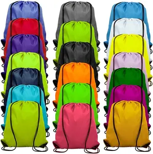 Mochila de poliéster con cordón para gimnasio y viaje, bolsa deportiva barata de 15 colores