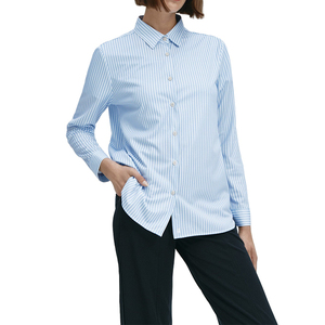Benutzer definiertes Markenlogo 100% Baumwolle Damen hemden Langarm dekoration Übergroßes kariertes gestreiftes Hemd Übergroße Camisas - Product Image 5