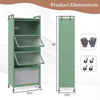 Armoire de rangement traditionnelle en acier à 5 niveaux pour bureau à domicile avec 4 portes et roulettes