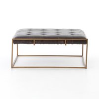 Table basse sophistiquée en métal et cuir, matériaux mixtes, mobilier de salon minimaliste de luxe