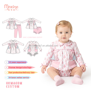 Abbigliamento per Bambine, <span class=keywords><strong>Vestito</strong></span> Rosa con Stampa <span class=keywords><strong>Albero</strong></span> di Natale, Maniche Lunghe, Fiocco Applicato, Abito a Linea A per le Festività - Product Image 3