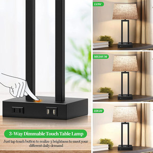 Cảm Ứng Hiện Đại Bảng Điều Khiển Đèn Với 2 Cổng USB 3-Cách Thay Đổi Độ Sáng Trang Trí Có Thể Sạc Lại Bảng Đèn Cho Khách Phòng Đọc Sách - Product Image 4