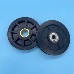 Ruedas de nailon de 4 pulgadas de plástico negro con orificio de 20 mm para equipos de fitness y rieles de puertas de granero - Product Image 1